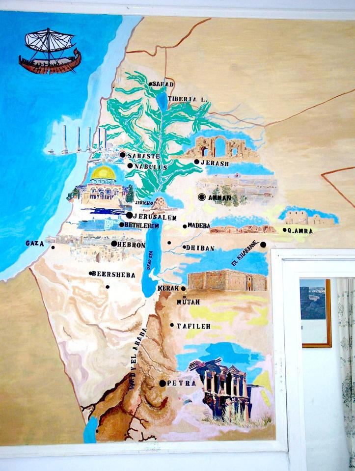 Современная туристическакя карта Иордании (Амман). Израиль на ней отсутствует. Вся территория "от моря до реки" и восточнее, якобы принадлежит Иордании.